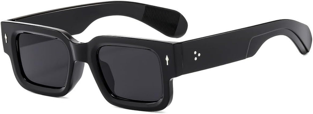 Square Thick Frame Rectangle Sunglasses for Women Men Retro Sunglasses Trendy Chunky Eyewear Black Shades