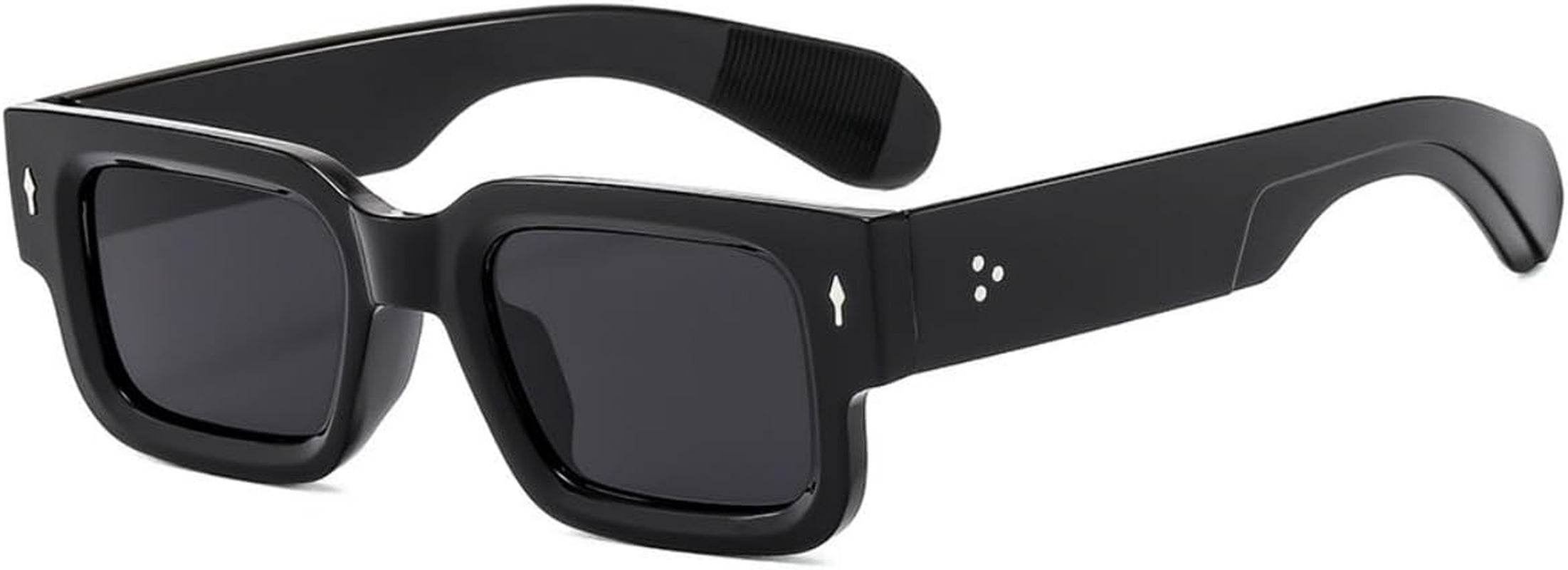 Square Thick Frame Rectangle Sunglasses for Women Men Retro Sunglasses Trendy Chunky Eyewear Black Shades