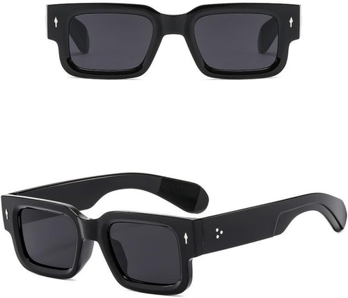 Square Thick Frame Rectangle Sunglasses for Women Men Retro Sunglasses Trendy Chunky Eyewear Black Shades