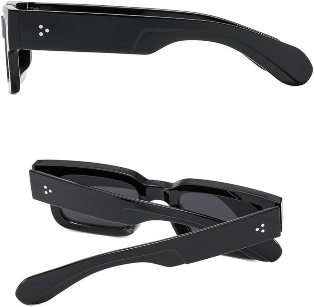 Square Thick Frame Rectangle Sunglasses for Women Men Retro Sunglasses Trendy Chunky Eyewear Black Shades
