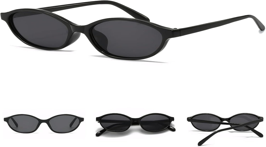 Oval Sunglasses for Women Retro Cat Eye 90S Y2K Trendy Thin Sunglasses Womens UV Protection