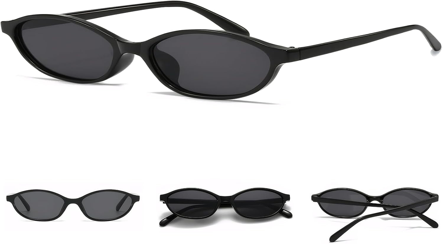 Oval Sunglasses for Women Retro Cat Eye 90S Y2K Trendy Thin Sunglasses Womens UV Protection