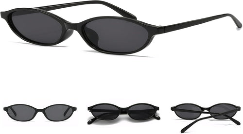 Oval Sunglasses for Women Retro Cat Eye 90S Y2K Trendy Thin Sunglasses Womens UV Protection